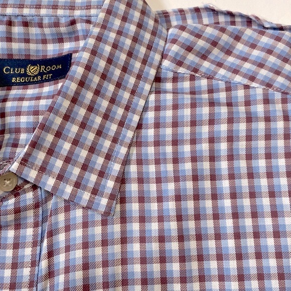 🌞Club Room Regular fit 💯cotton plaid dress men’s dress shirt l/s 17.5(36/37) - Picture 2 of 11